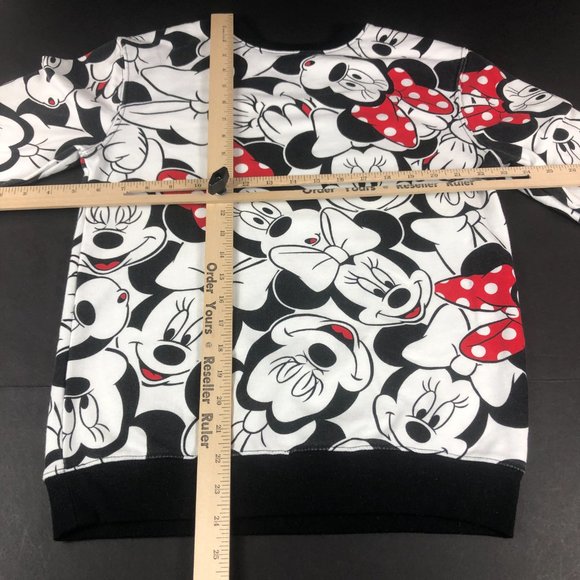 Disney Minnie Mouse Sweatshirt Adult Small White & Black All Over Print Crewneck - Picture 7 of 9